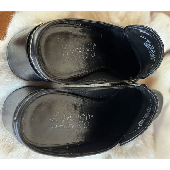 Vintage Y2K Black Leather Penny Loafer Mules Womens 8M 2" Block Heel Square Toe - Picture 7 of 9